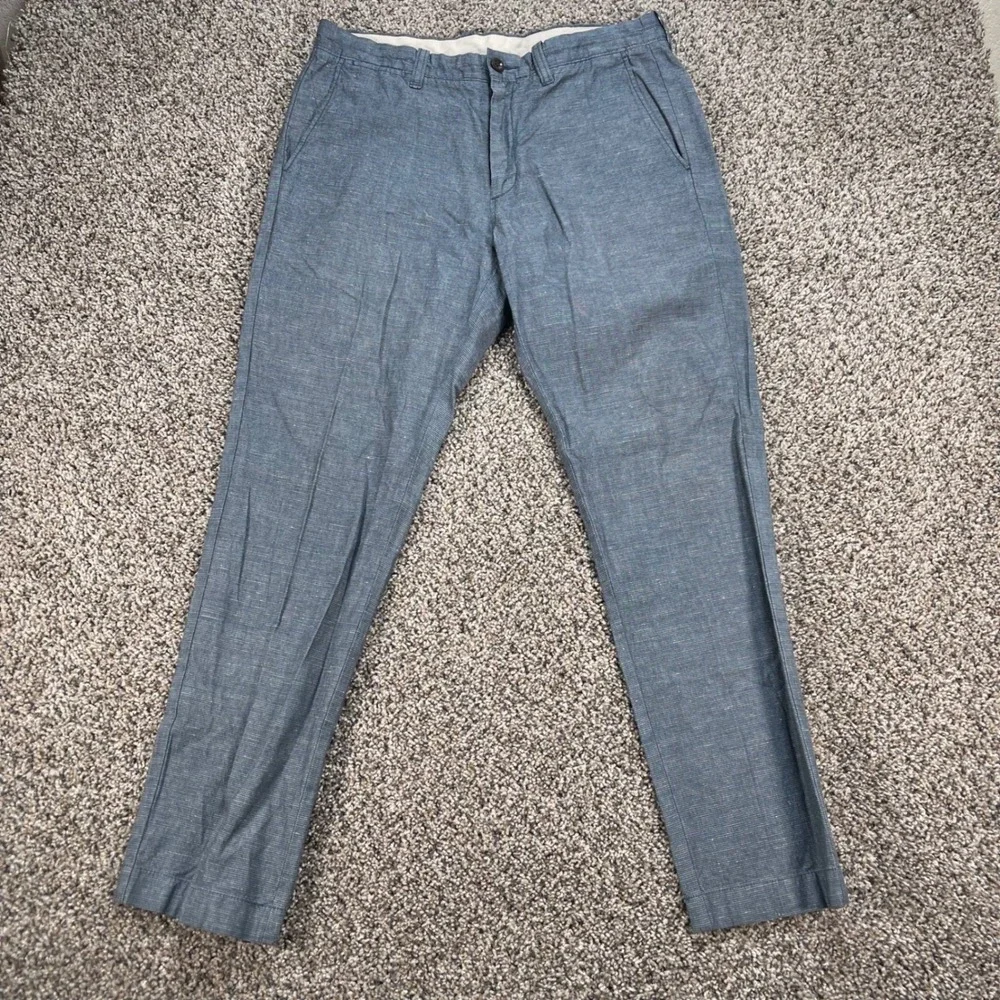 J Crew 770 Straight Fit Men's 32x29 Pants Baird McNutt Irish Linen Cotton Blue